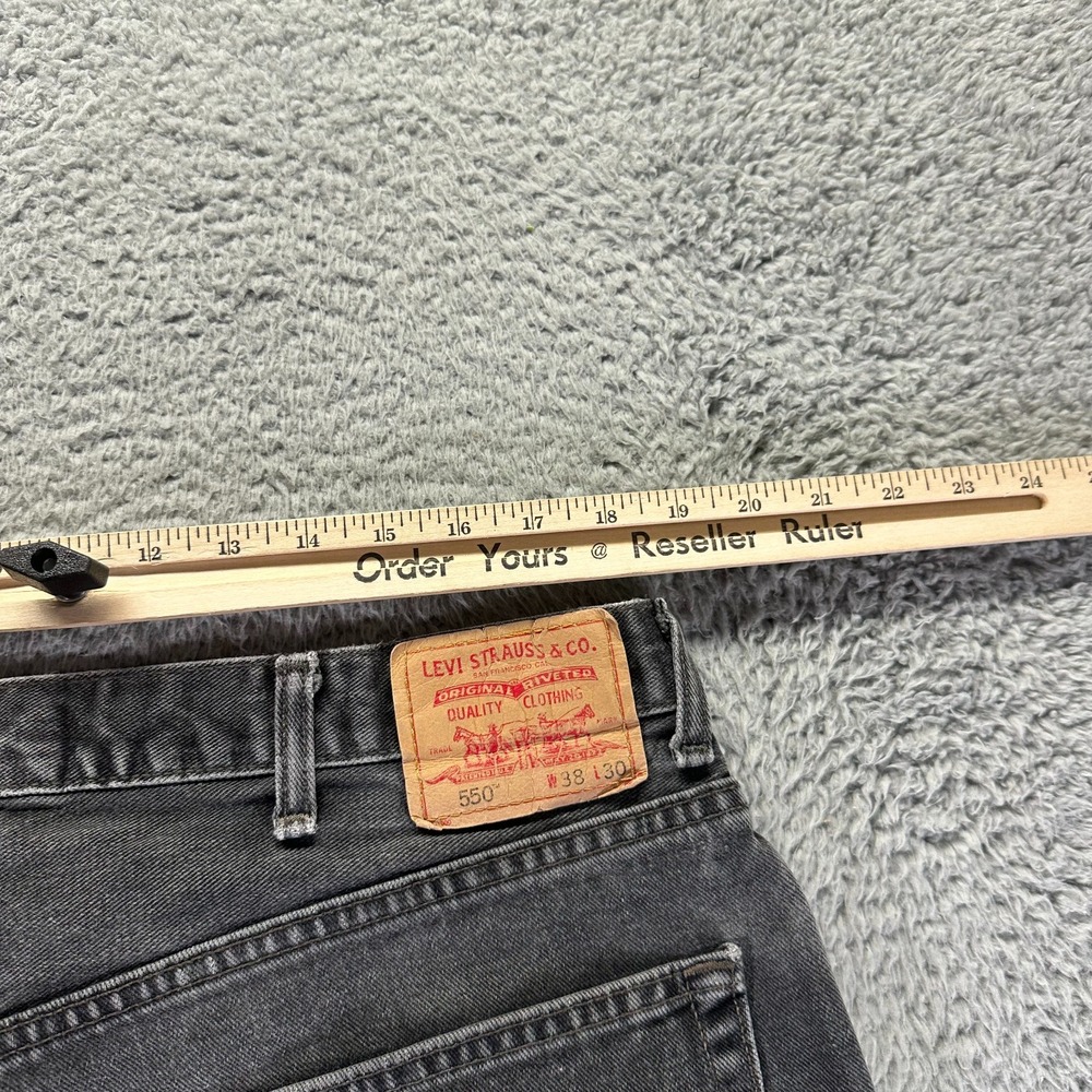 Vintage Levi's 550 Jeans Mens 37x27 Black Cotton Denim Straight Workwear Relaxed - Picture 9 of 12